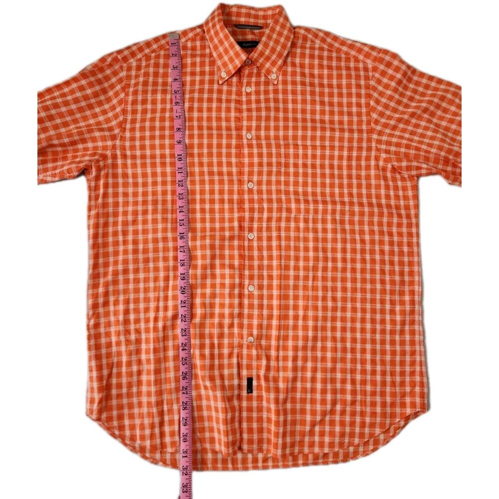 Ermenegildo Zegna Sport Mens Button Down Shirt Orange Plaid Check Size XL - Picture 5 of 5